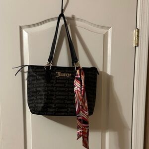 Juicy Couture Black Tote with Colorful Scarf